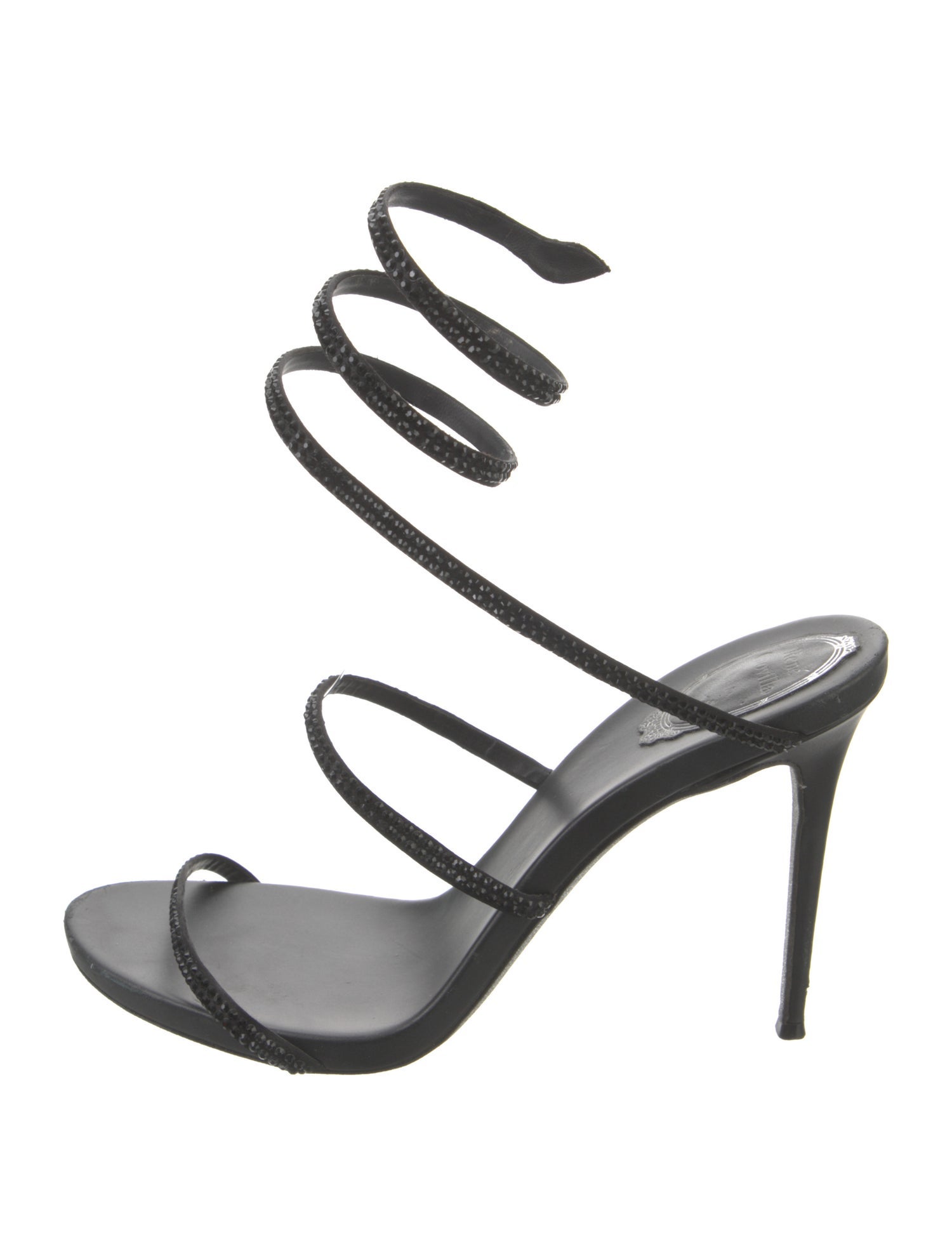 René Caovilla Leather Crystal Embellishments Sandals