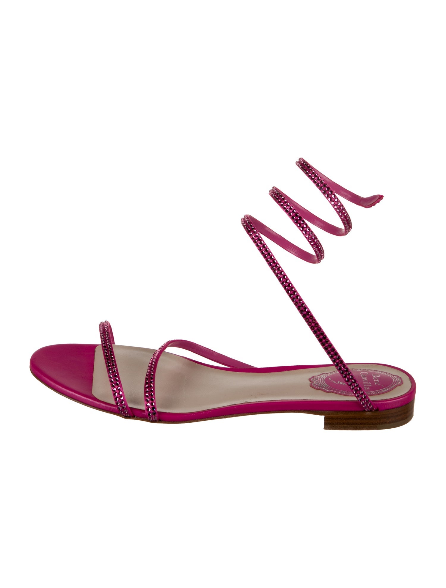 René Caovilla Satin Crystal Embellishments Gladiator Sandals