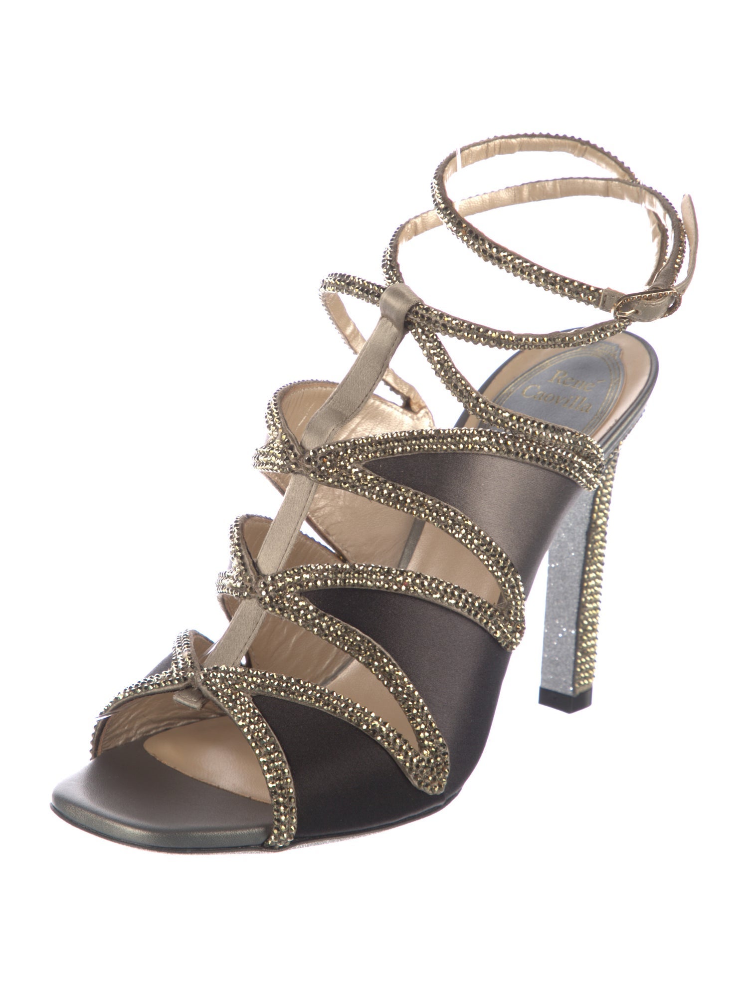 René Caovilla Satin Gladiator Sandals
