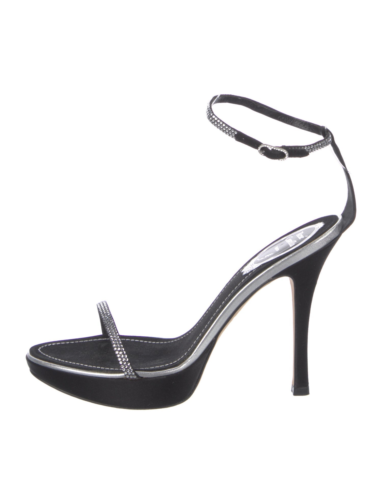 René Caovilla Satin Crystal Embellishments Sandals