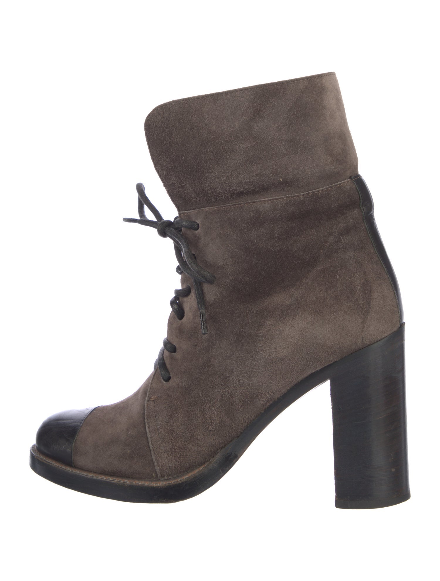 Reed Krakoff Suede Colorblock Pattern Lace-Up Boots
