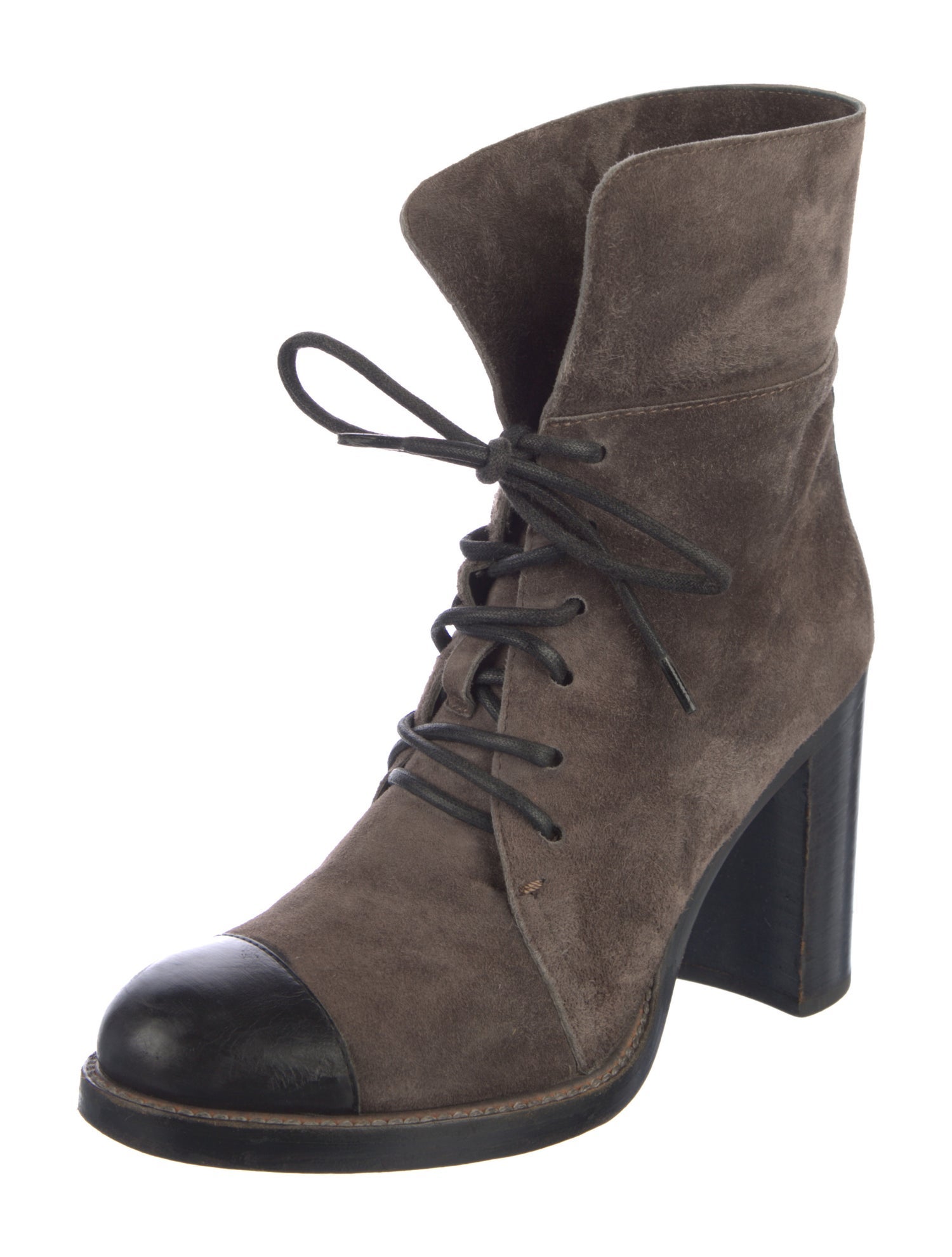 Reed Krakoff Suede Colorblock Pattern Lace-Up Boots