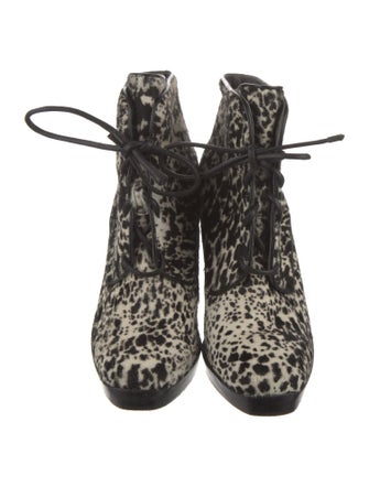 Reed Krakoff Ponyhair Animal Print Lace-Up Boots