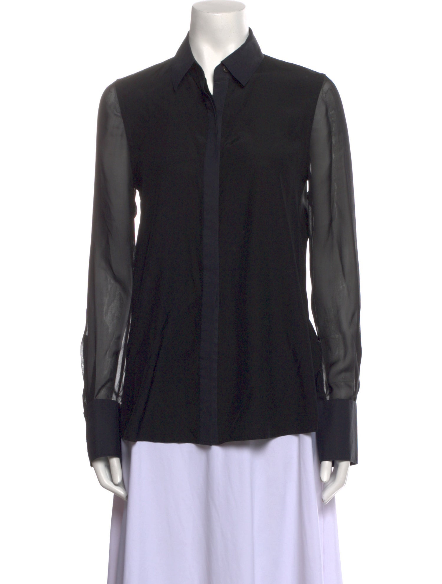 Reed Krakoff Silk Long Sleeve Button-Up Top