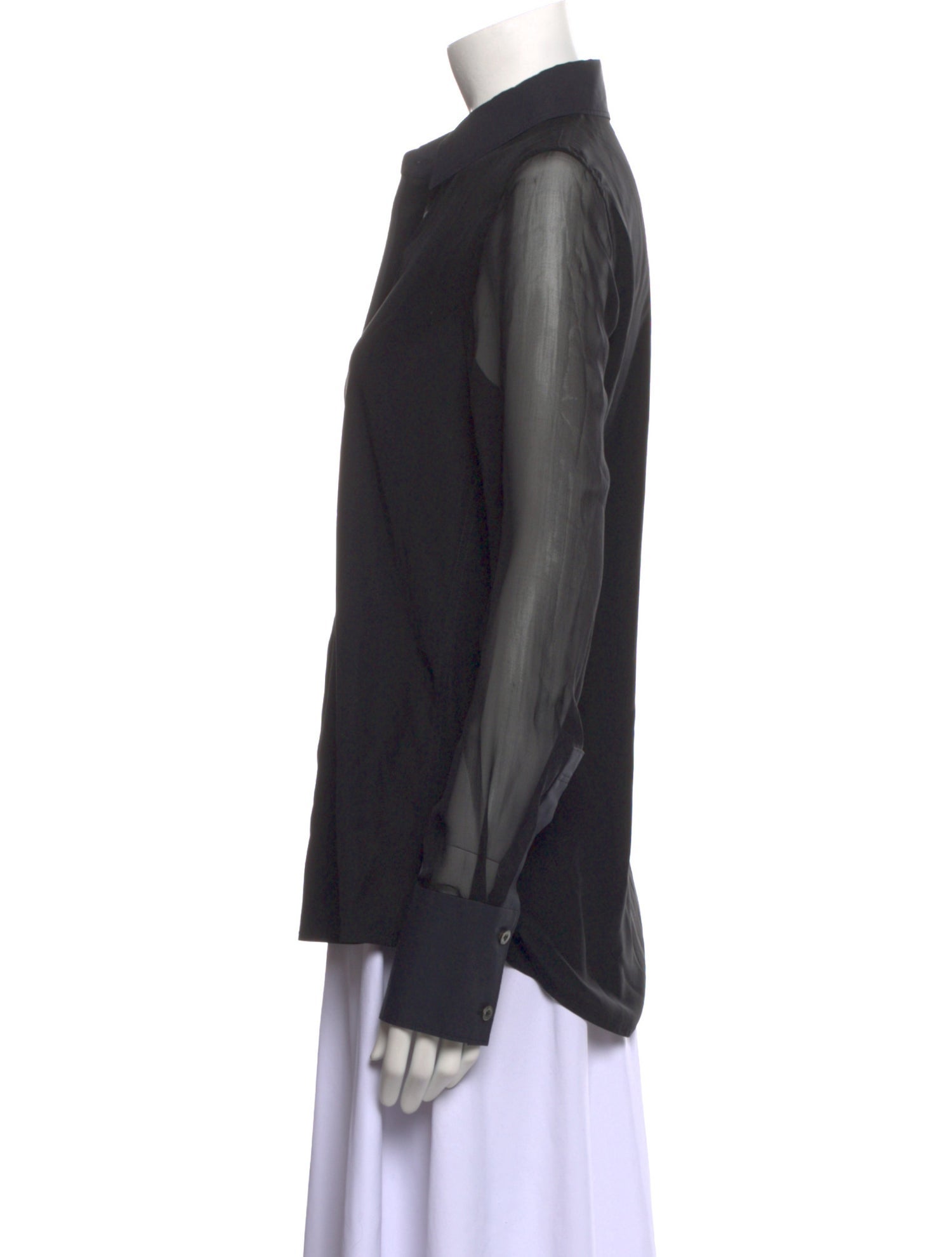 Reed Krakoff Silk Long Sleeve Button-Up Top