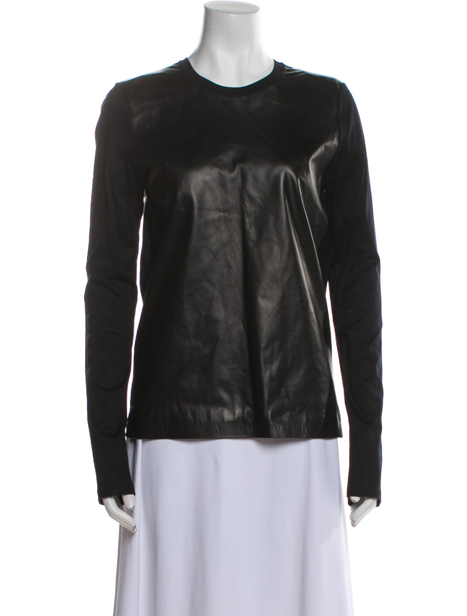 Reed Krakoff Lamb Leather Crew Neck Top