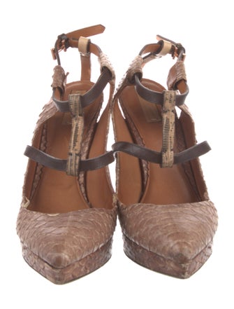 Reed Krakoff Python Animal Print T-Strap Pumps