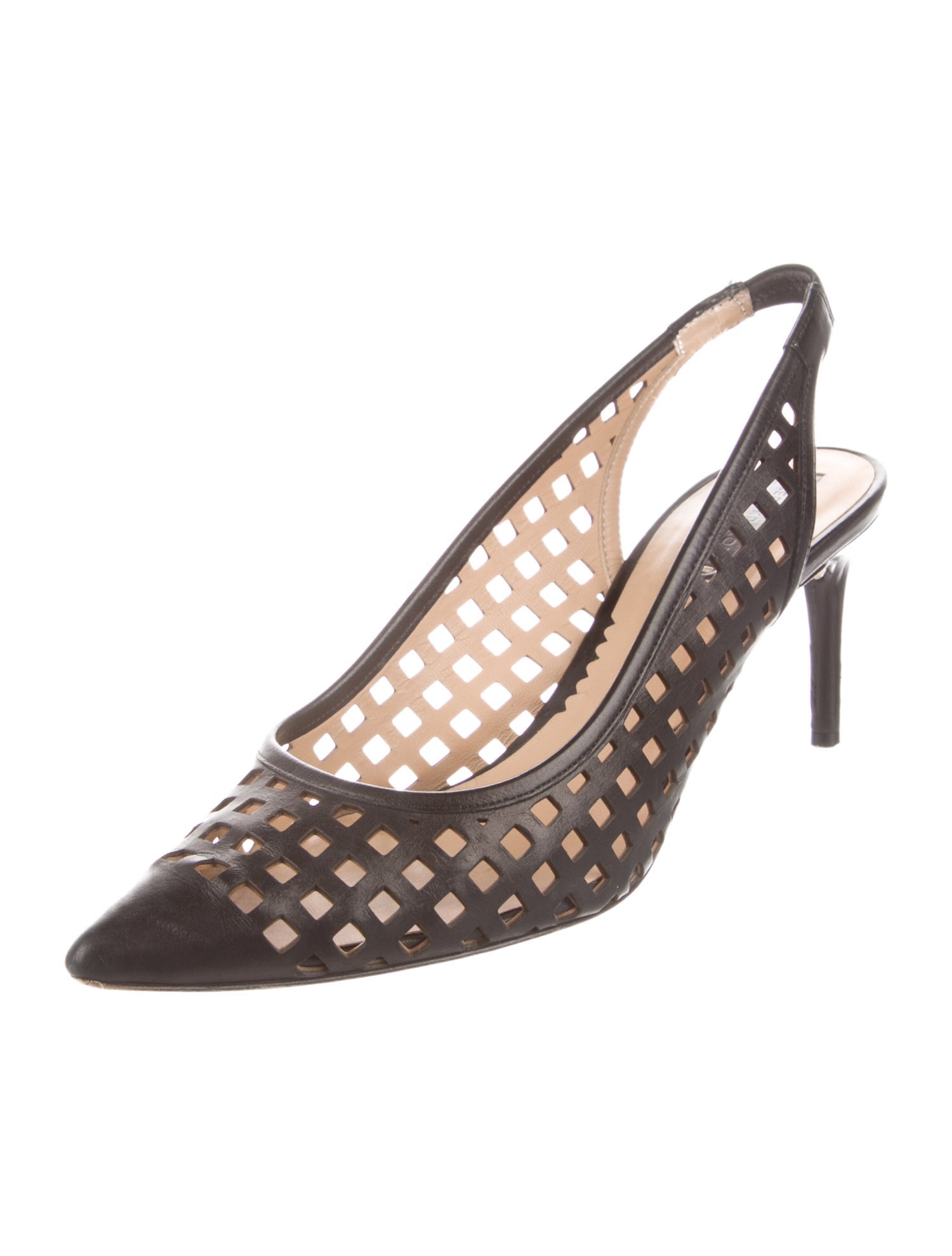 Reed Krakoff Leather Lasercut Accents Slingback Pumps