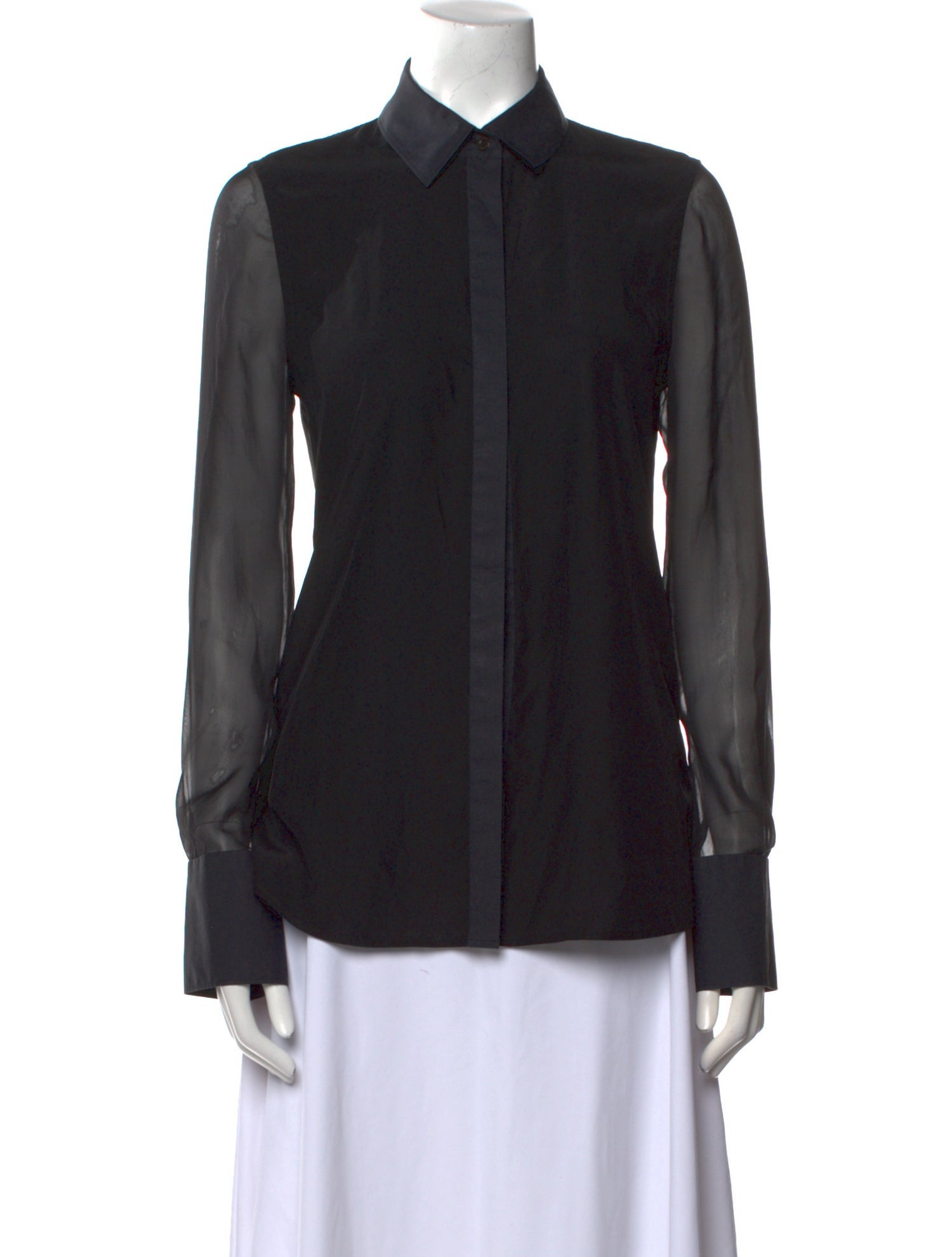 Reed Krakoff Silk Long Sleeve Button-Up Top