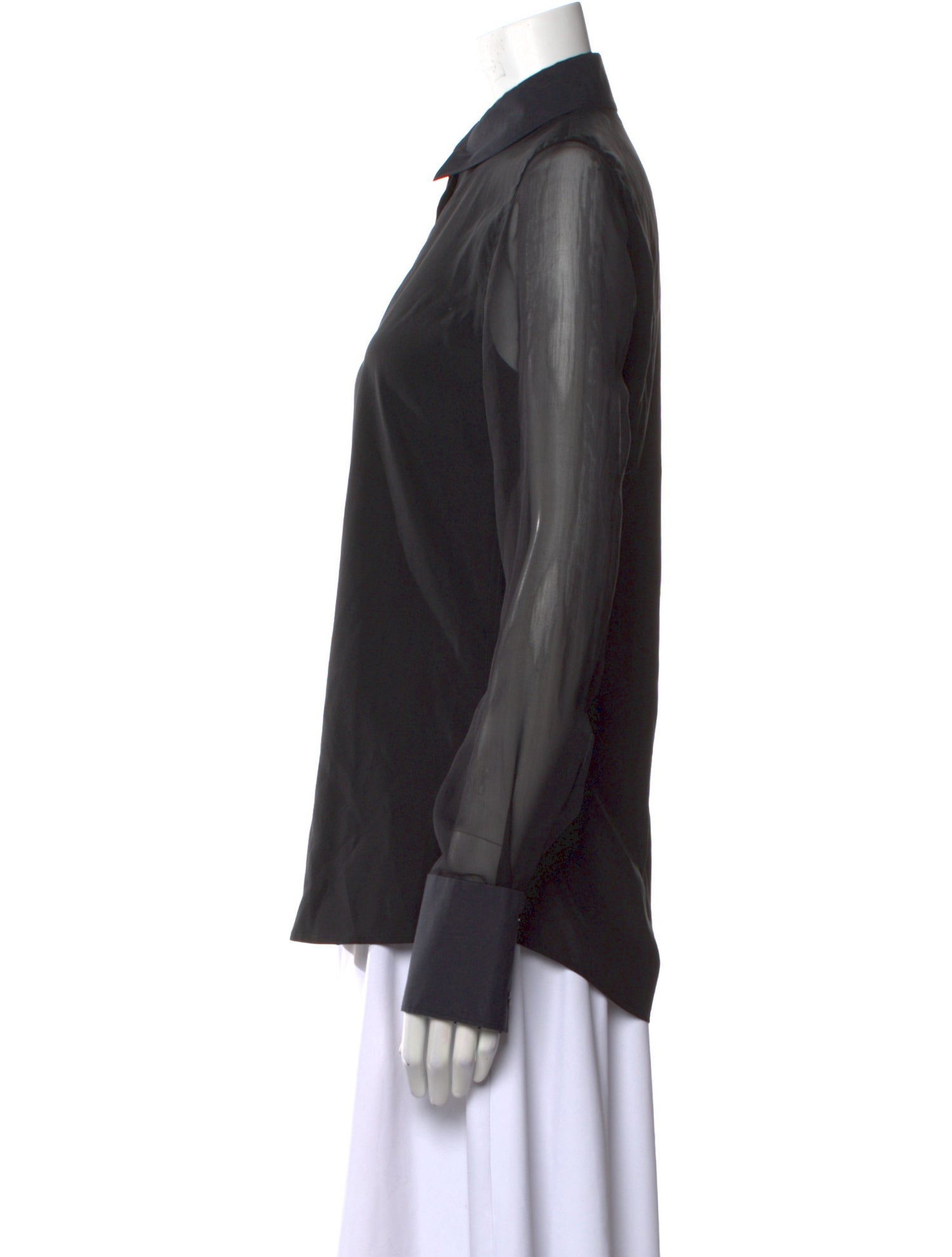 Reed Krakoff Silk Long Sleeve Button-Up Top