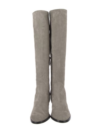 Reed Krakoff Suede Leather Trim Embellishment Riding Boots