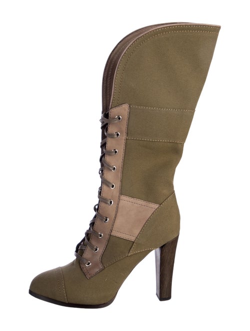 Reed Krakoff Canvas Colorblock Pattern Lace-Up Boots