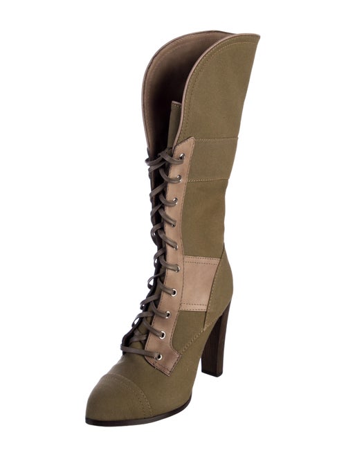 Reed Krakoff Canvas Colorblock Pattern Lace-Up Boots
