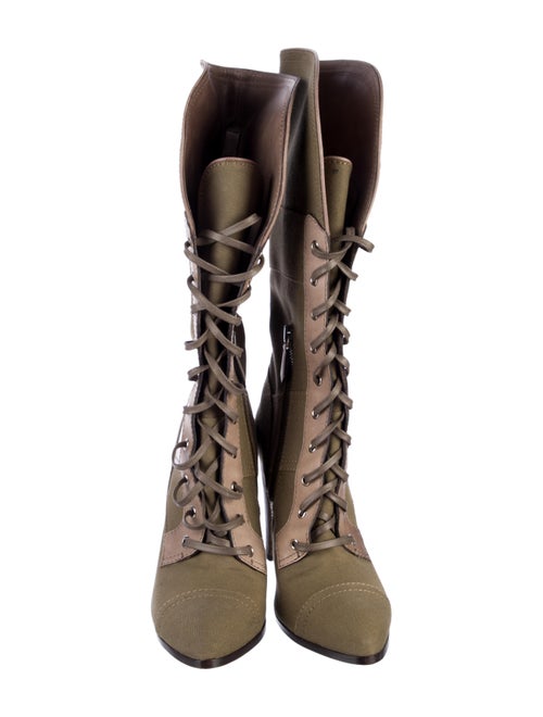 Reed Krakoff Canvas Colorblock Pattern Lace-Up Boots