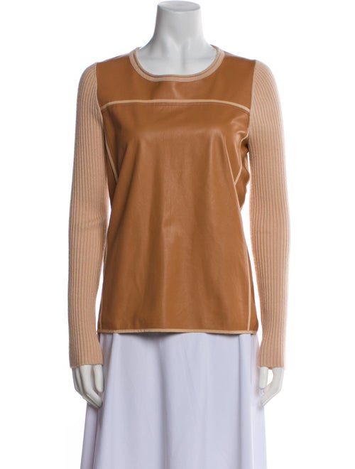 Reed Krakoff Lamb Leather Crew Neck Top