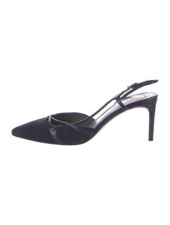 Reed Krakoff Suede Leather Trim Embellishment Slingback Pumps