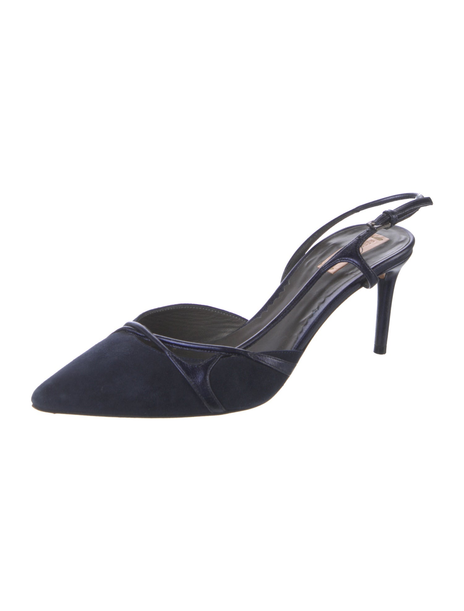 Reed Krakoff Suede Leather Trim Embellishment Slingback Pumps