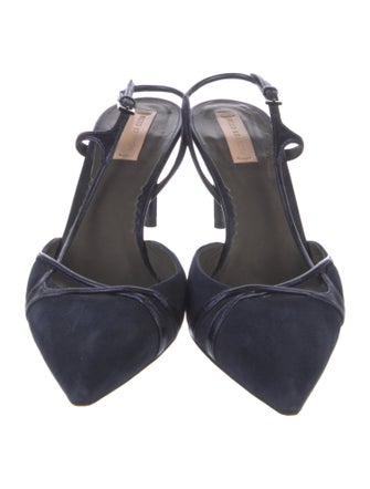 Reed Krakoff Suede Leather Trim Embellishment Slingback Pumps