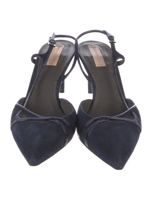 Reed Krakoff Suede Leather Trim Embellishment Slingback Pumps