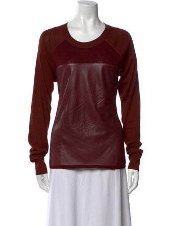 Reed Krakoff Lamb Leather Crew Neck Sweater