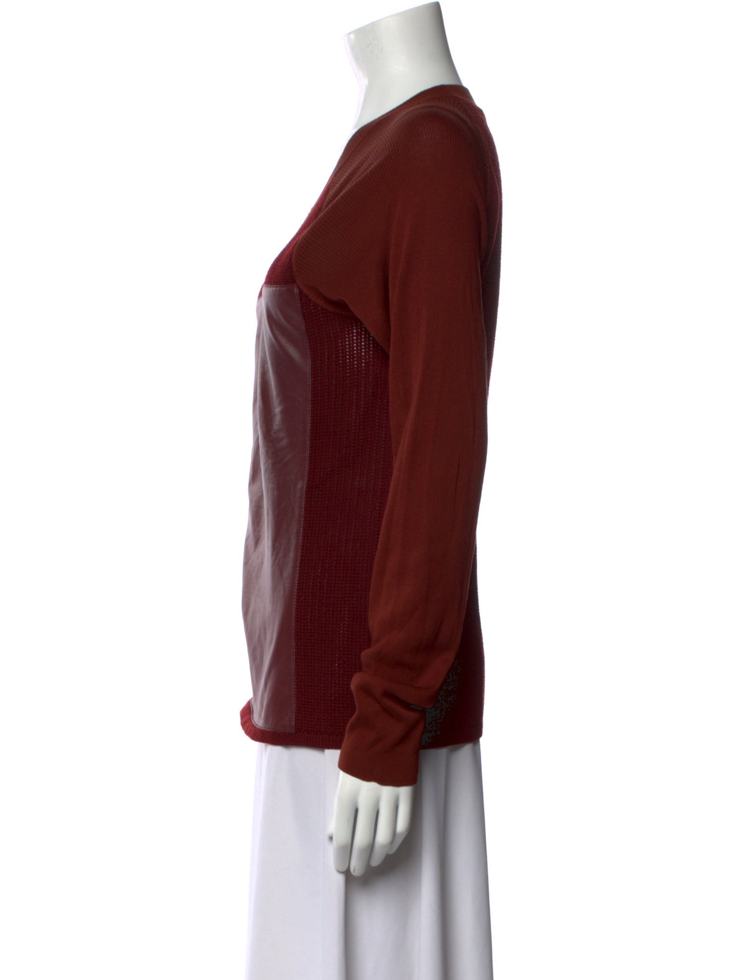 Reed Krakoff Lamb Leather Crew Neck Sweater