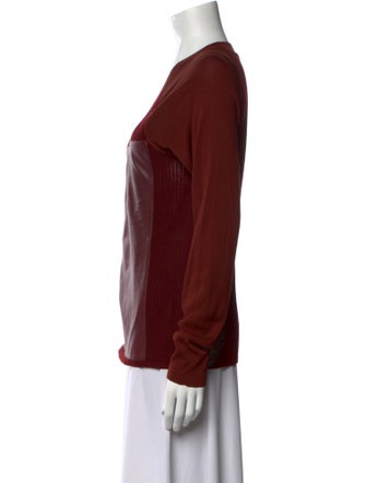 Reed Krakoff Lamb Leather Crew Neck Sweater