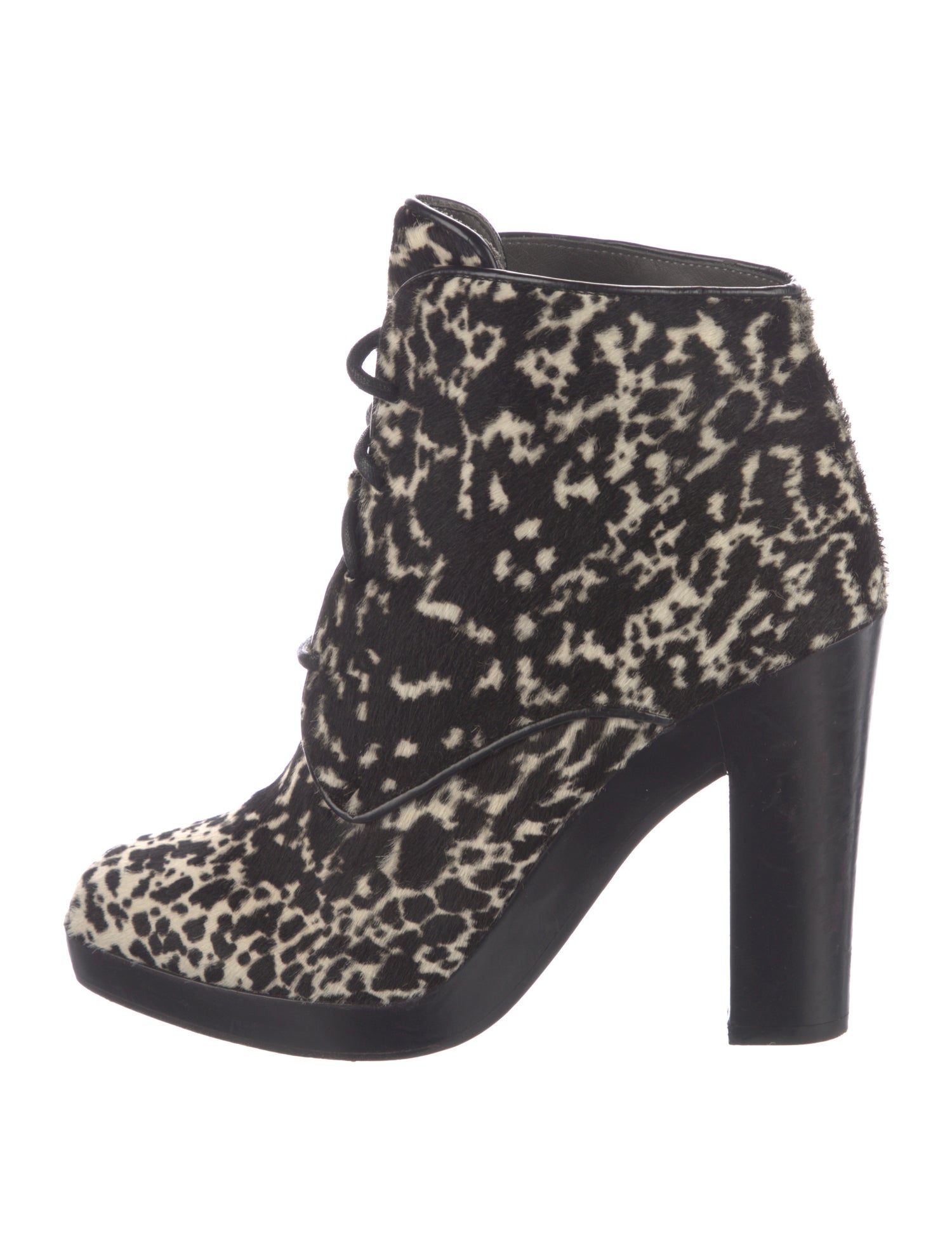 Reed Krakoff Ponyhair Animal Print Lace-Up Boots