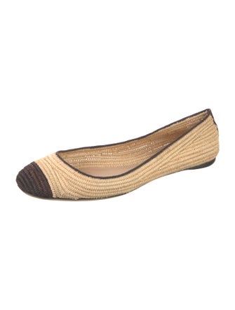 Reed Krakoff Straw Colorblock Pattern Ballet Flats