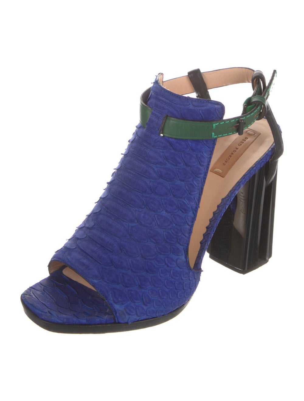 Reed Krakoff Python T-Strap Pumps Blue Colorblock… - image 2