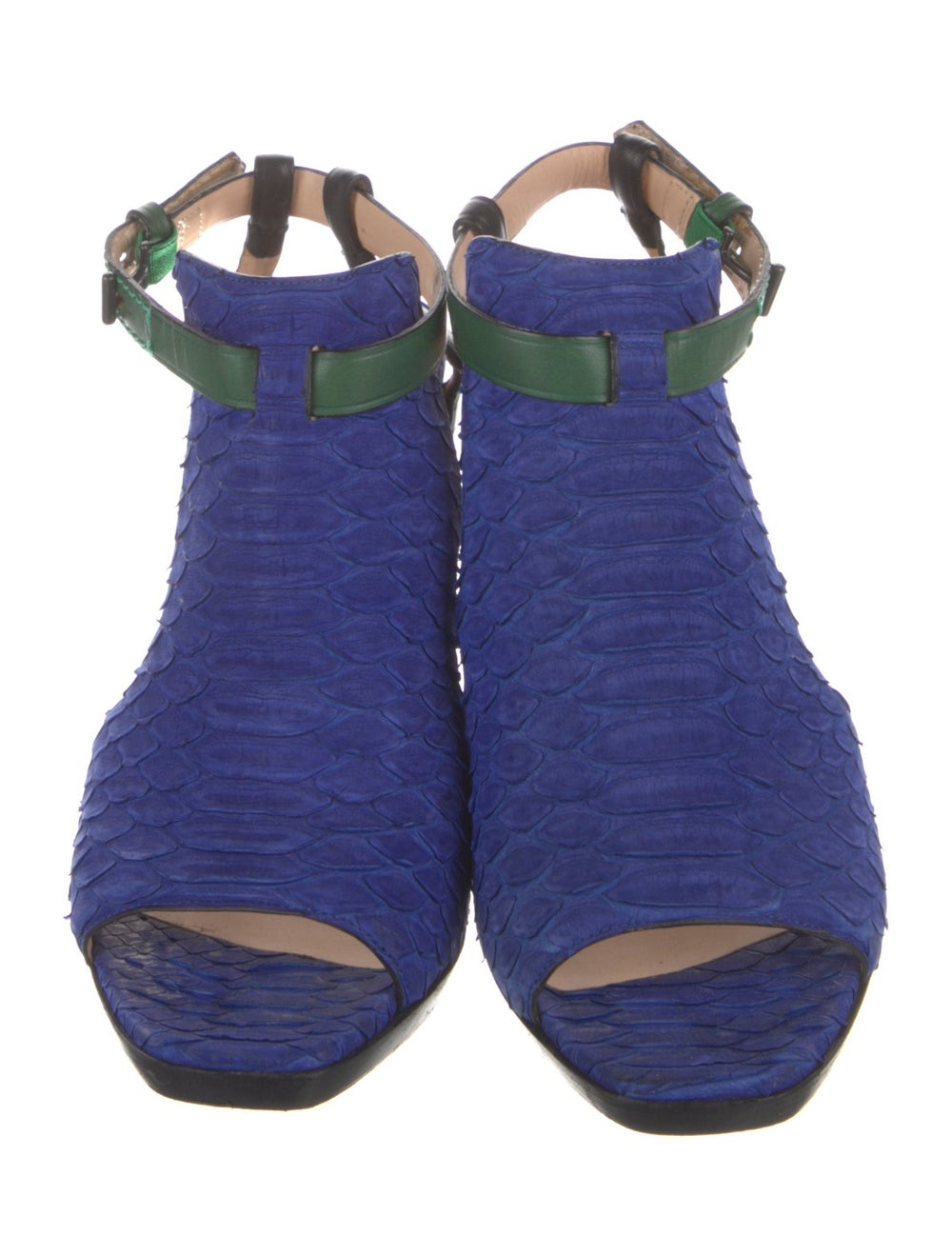 Reed Krakoff Python T-Strap Pumps Blue Colorblock… - image 3