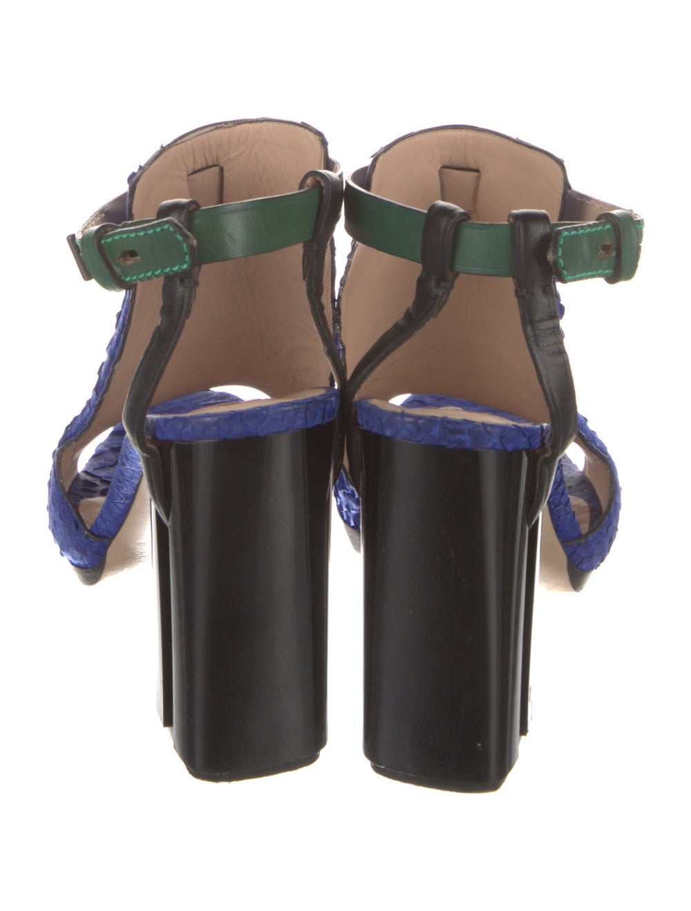 Reed Krakoff Python T-Strap Pumps Blue Colorblock… - image 4