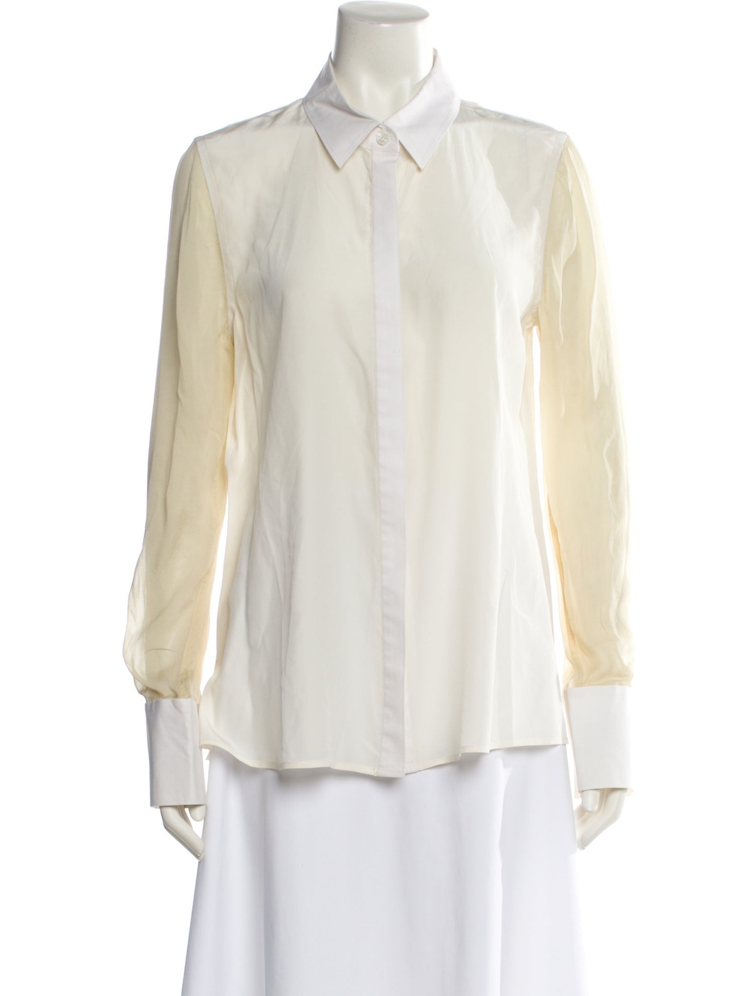 Reed Krakoff Silk Long Sleeve Button-Up Top