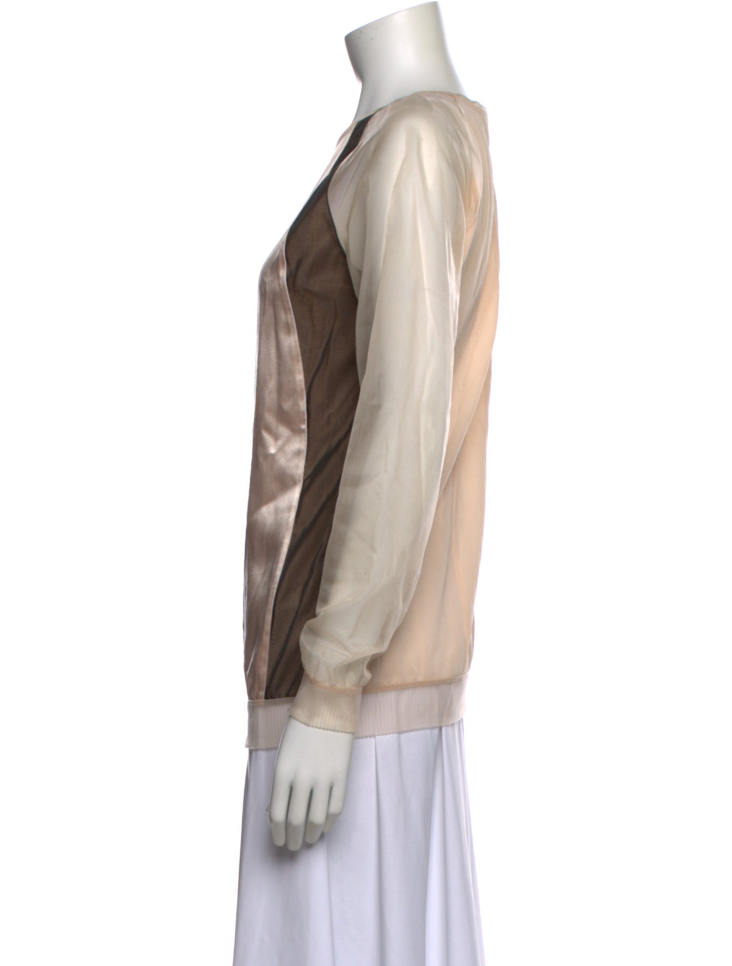 Reed Krakoff Scoop Neck Long Sleeve Blouse