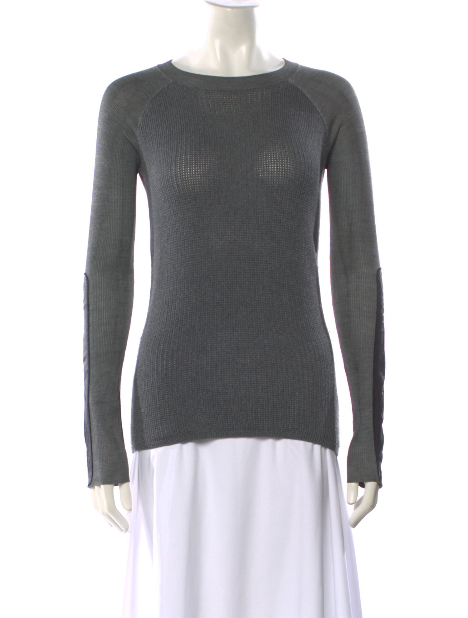 Reed Krakoff Lamb Leather Crew Neck Sweater