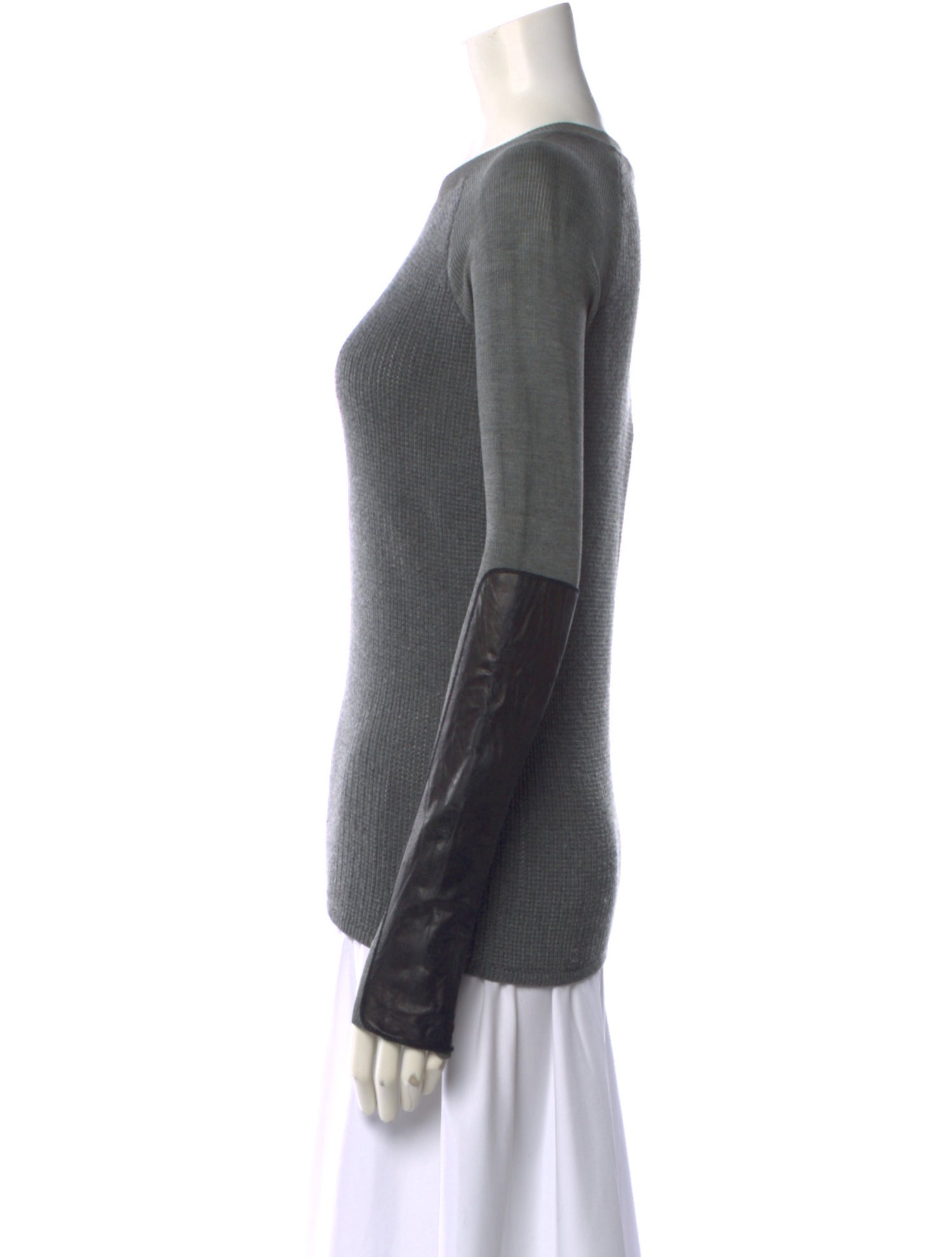 Reed Krakoff Lamb Leather Crew Neck Sweater