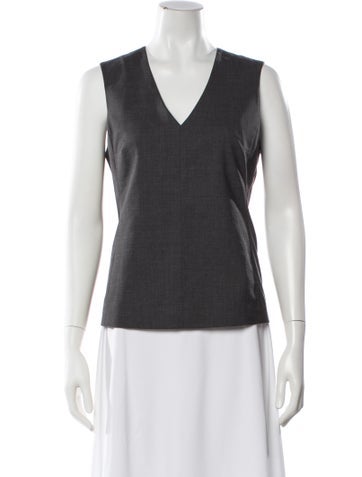 Pre-owned Reed Krakoff Virgin Wool V-neck Top In Gray