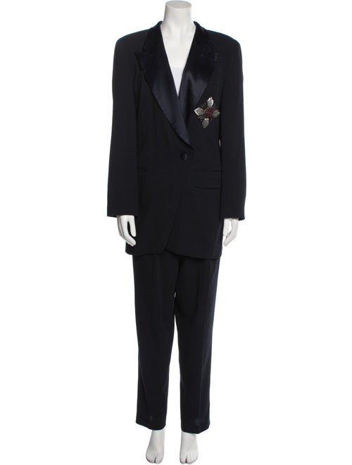 Rena Lange Graphic Print Beaded Accents Pantsuit