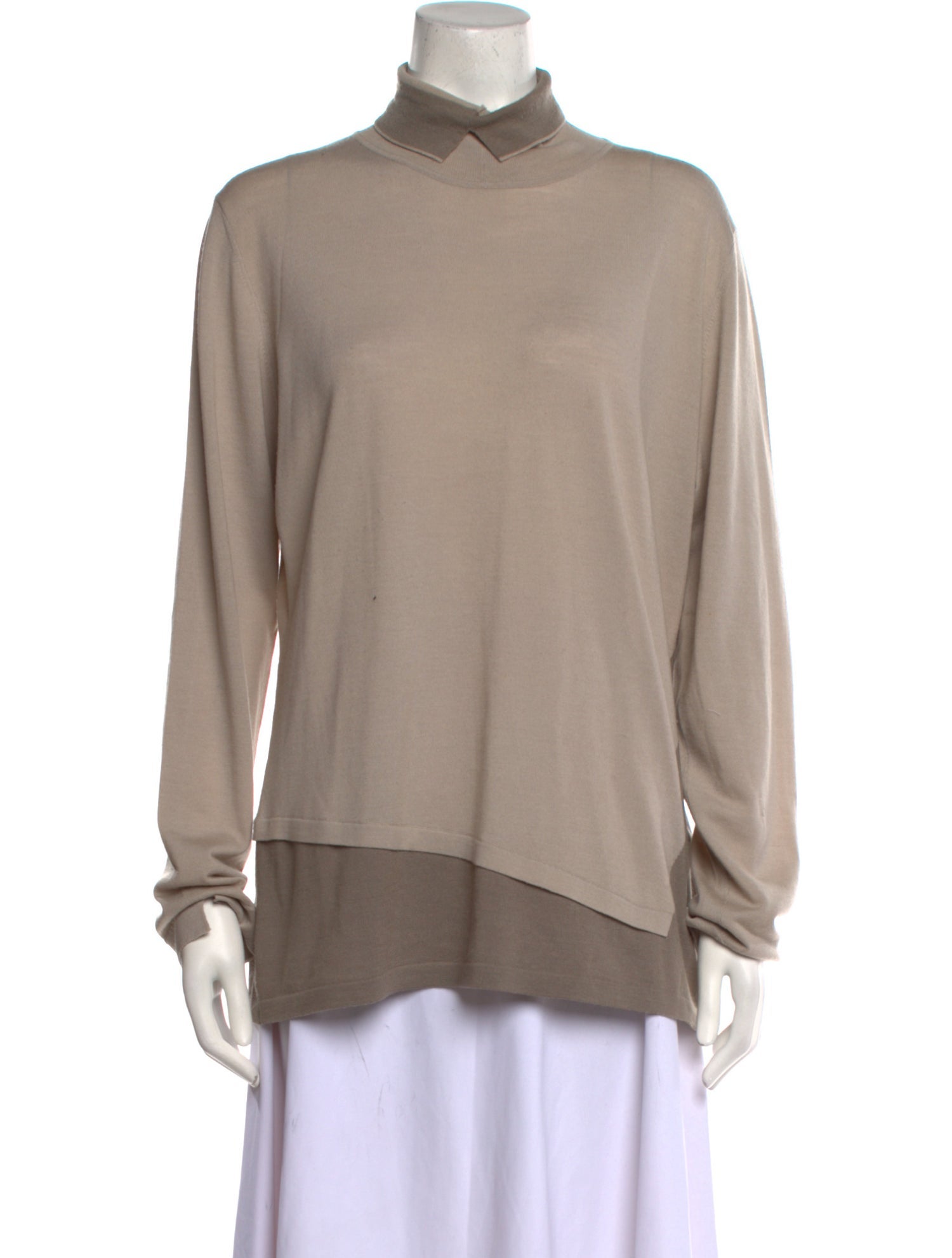 Rena Lange Virgin Wool Mock Neck Sweater