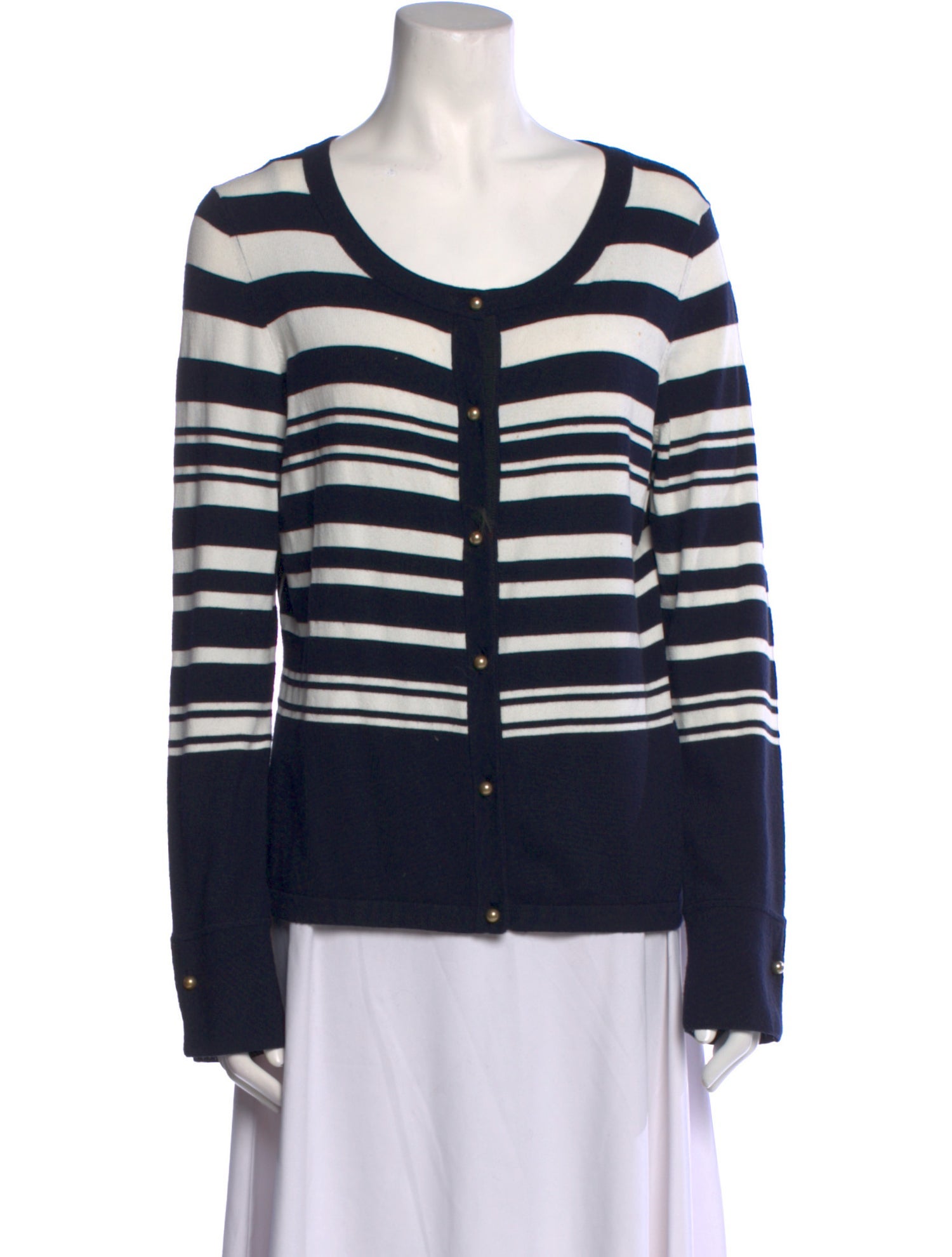 Rena Lange Striped Scoop Neck Sweater