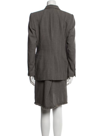 Rena Lange Wool Fringe Trim Accent Skirt Suit