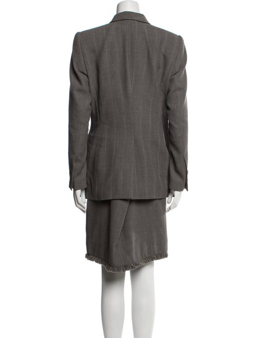 Rena Lange Wool Fringe Trim Accent Skirt Suit