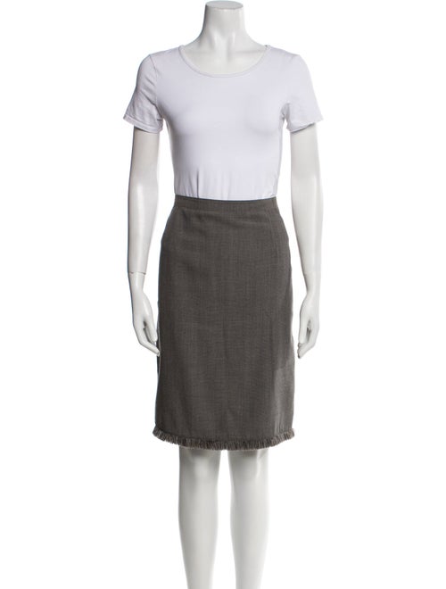 Rena Lange Wool Fringe Trim Accent Skirt Suit