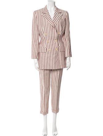 Rena Lange Linen Striped Pantsuit