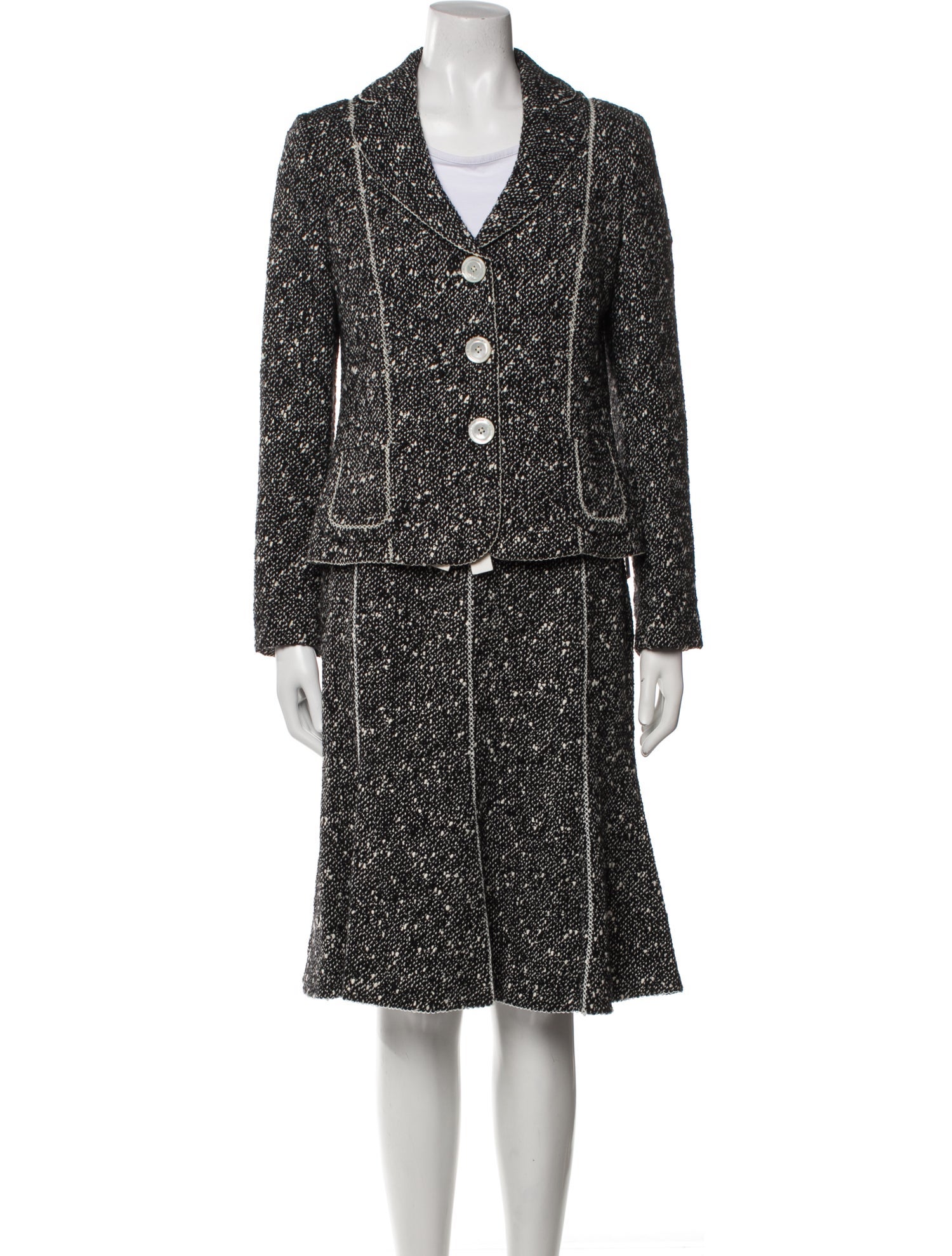 Rena Lange Virgin Wool Tweed Pattern Skirt Suit