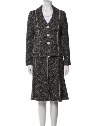Rena Lange Virgin Wool Tweed Pattern Skirt Suit