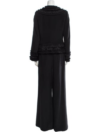 Rena Lange Silk Ruffle Embellishment Pantsuit