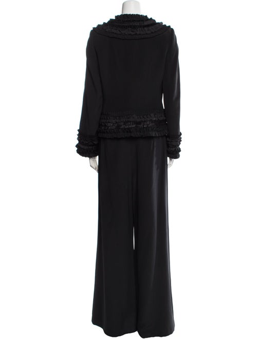 Rena Lange Silk Ruffle Embellishment Pantsuit