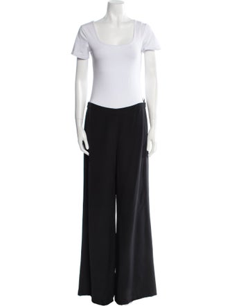 Rena Lange Silk Ruffle Embellishment Pantsuit