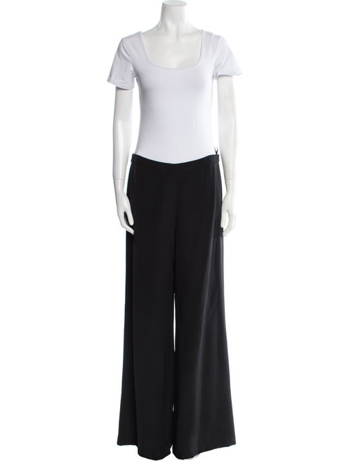 Rena Lange Silk Ruffle Embellishment Pantsuit