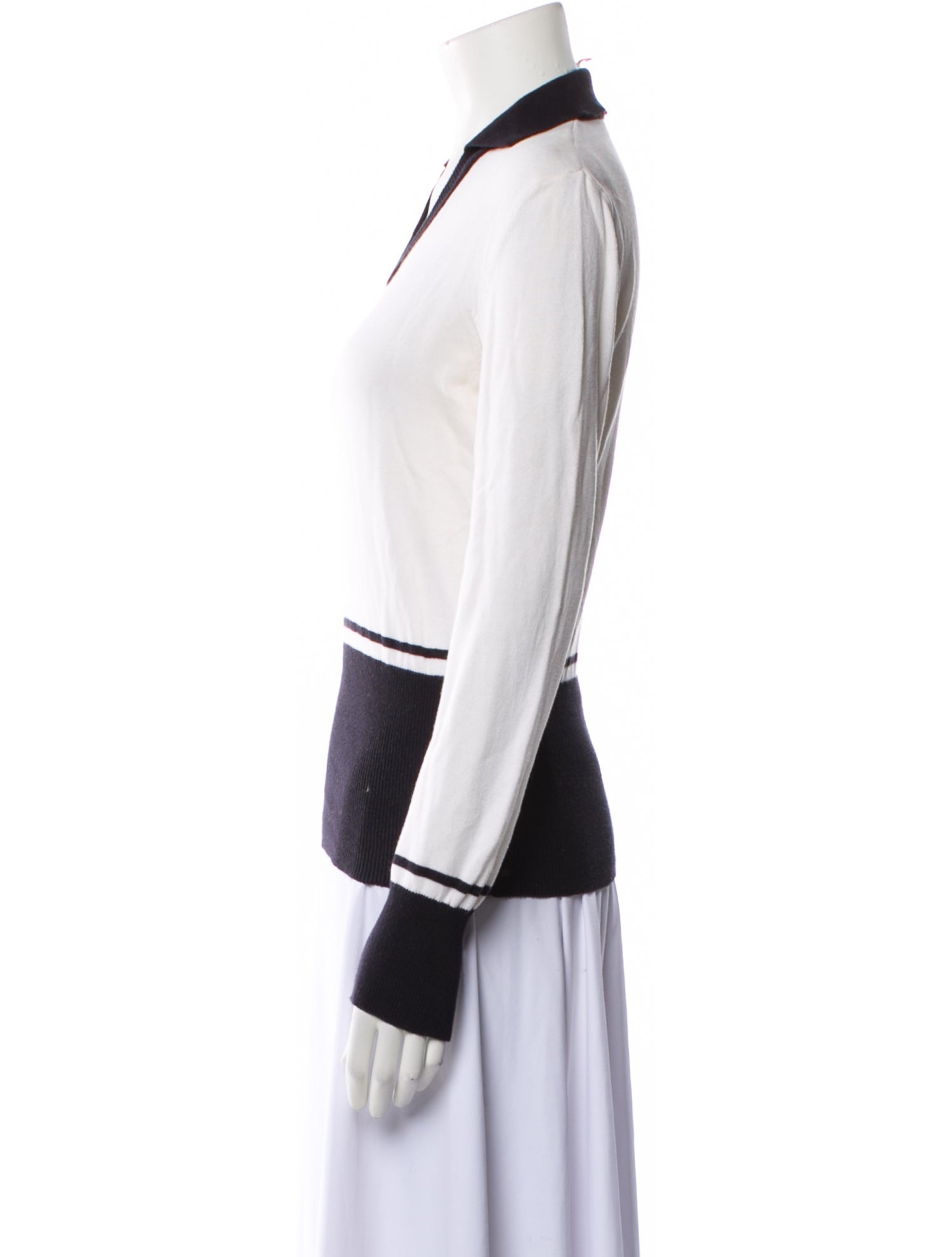 Rena Lange Striped V-Neck Sweater